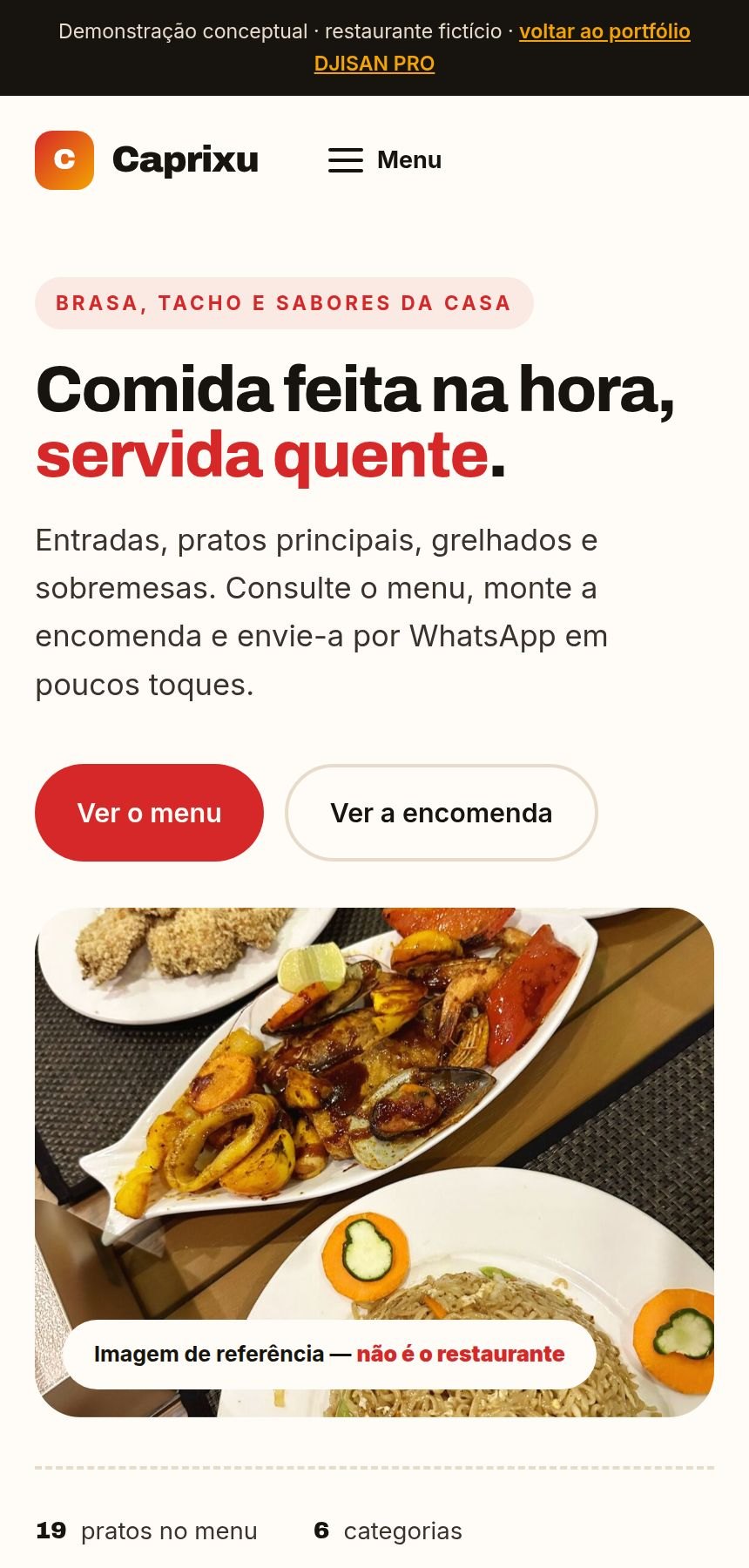Demonstração Caprixu vista no telemóvel